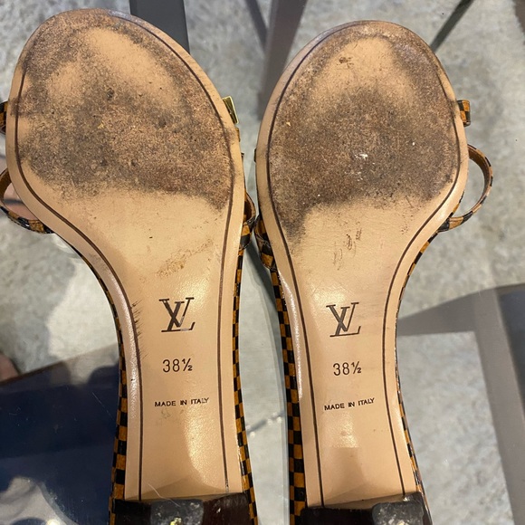 Louis Vuitton Check Kitten Heel Preowned Bow Sandals - Picture 4 of 4